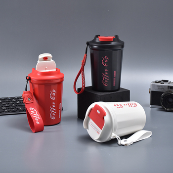 Cană portabilă din oțel inoxidabil 316 pentru cafea sau Cola, cu bretea, pentru exterior și birou, termos izolant, personalizabil