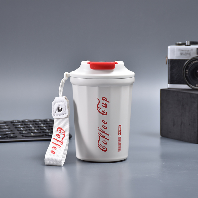 Cană portabilă din oțel inoxidabil 316 pentru cafea sau Cola, cu bretea, pentru exterior și birou, termos izolant, personalizabil
