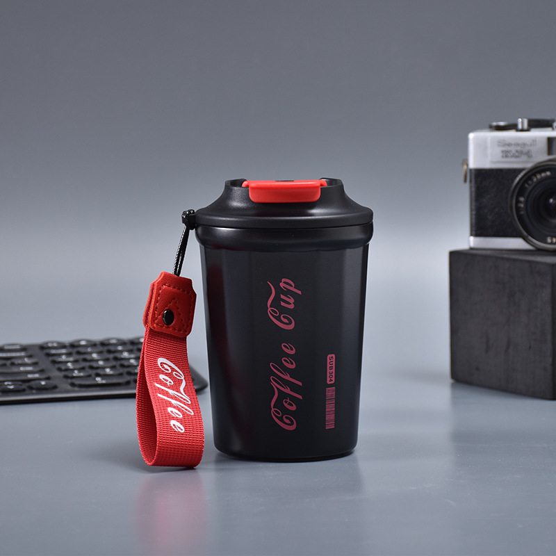 Cană portabilă din oțel inoxidabil 316 pentru cafea sau Cola, cu bretea, pentru exterior și birou, termos izolant, personalizabil