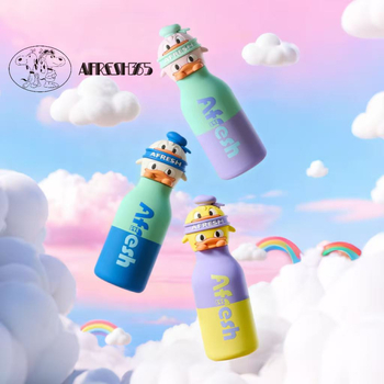 Cupe termice din oțel inoxidabil, două culori, rață desen animat drăguță, design creativ personalizat pentru apă de sport 450 ml, portabil