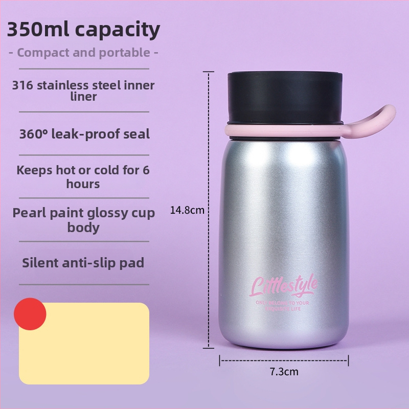 Termos din oțel inoxidabil 316, compact și drăguț pentru copii, stil minimalist pentru elevi, portabil