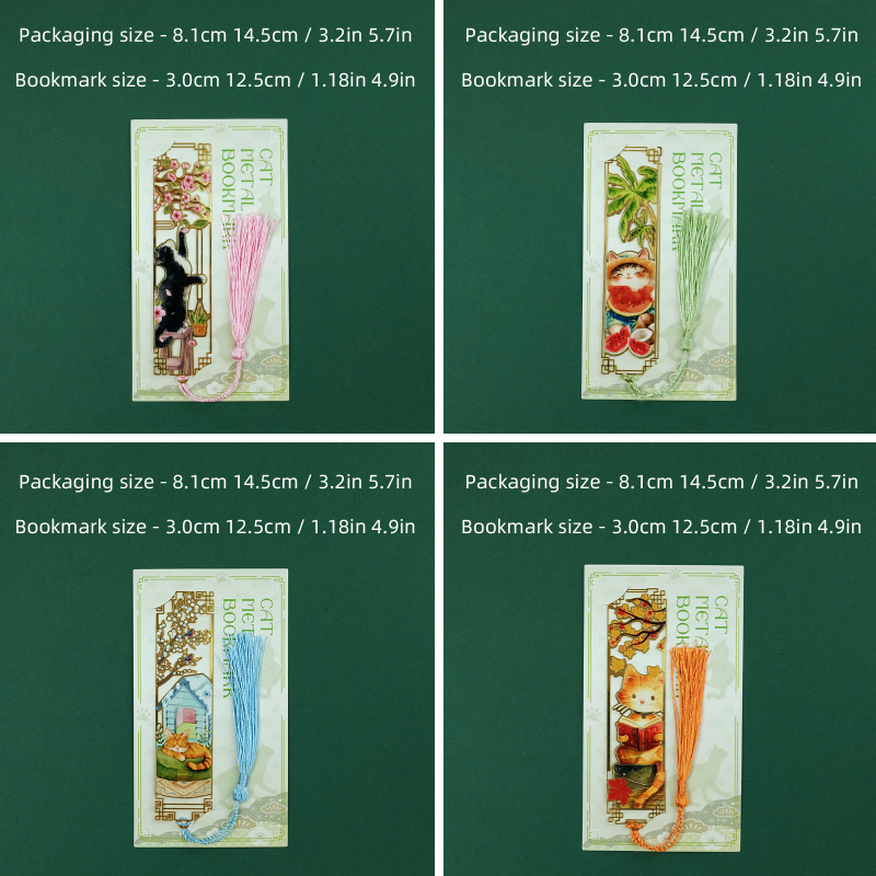 Semn de carte metalic cu pisică, design decupat, suvenir cultural creativ