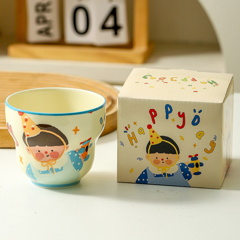 Ceașcă ceramică de suvenir cu caricatură de familie, design sub glazură colorată, drăguță pentru uz casnic, cadou de sărbători, ceașcă de cafea elegantă