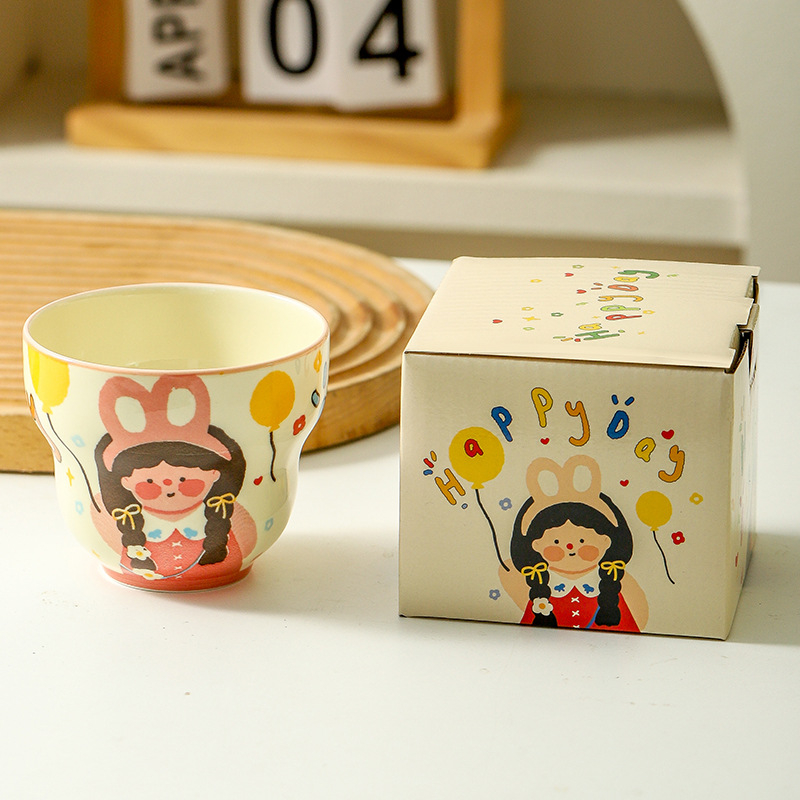 Ceașcă ceramică de suvenir cu caricatură de familie, design sub glazură colorată, drăguță pentru uz casnic, cadou de sărbători, ceașcă de cafea elegantă