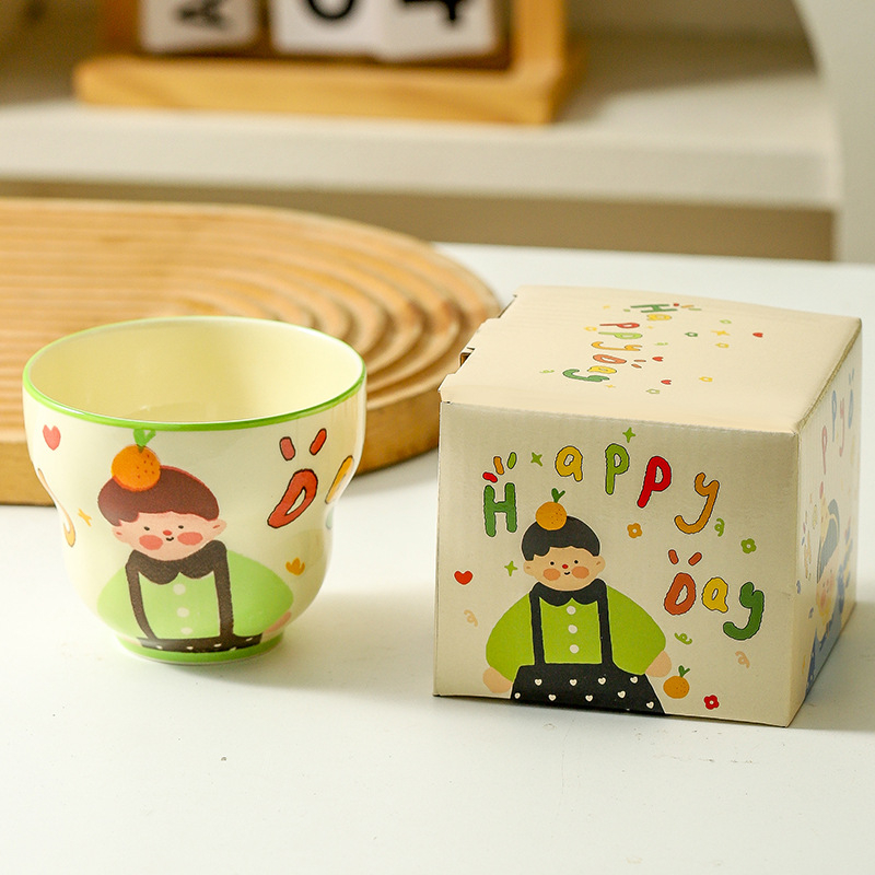 Ceașcă ceramică de suvenir cu caricatură de familie, design sub glazură colorată, drăguță pentru uz casnic, cadou de sărbători, ceașcă de cafea elegantă
