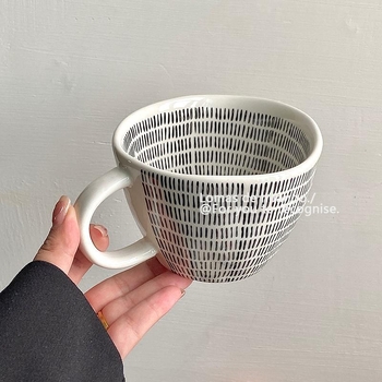 Cană ceramică cu stil vintage, lucrată manual, cu formă neregulată, pentru cafea, mic dejun cu ovăz, lapte, iaurt și lapte de soia.