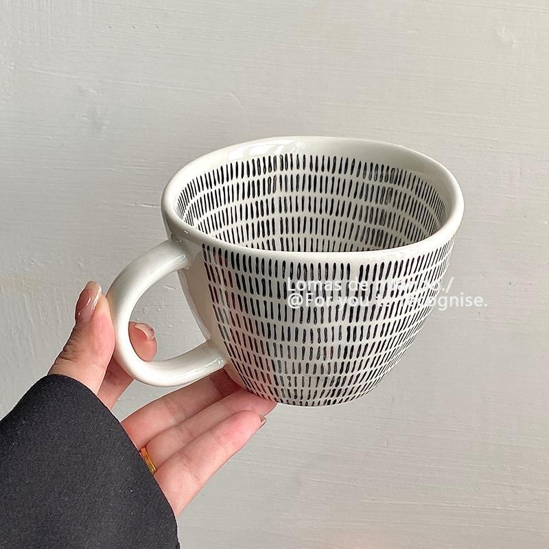 Cană ceramică cu stil vintage, lucrată manual, cu formă neregulată, pentru cafea, mic dejun cu ovăz, lapte, iaurt și lapte de soia.