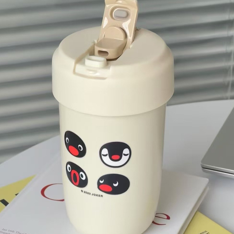 Ceașcă de cafea din oțel inoxidabil 316, izolație, cu pai, stil japonez drept, personalizabilă