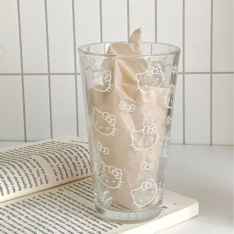 Pahar din sticlă drăguț cu design desen animat, rezistent la temperaturi înalte, pentru lapte sau cafea, rotund, fără mâner