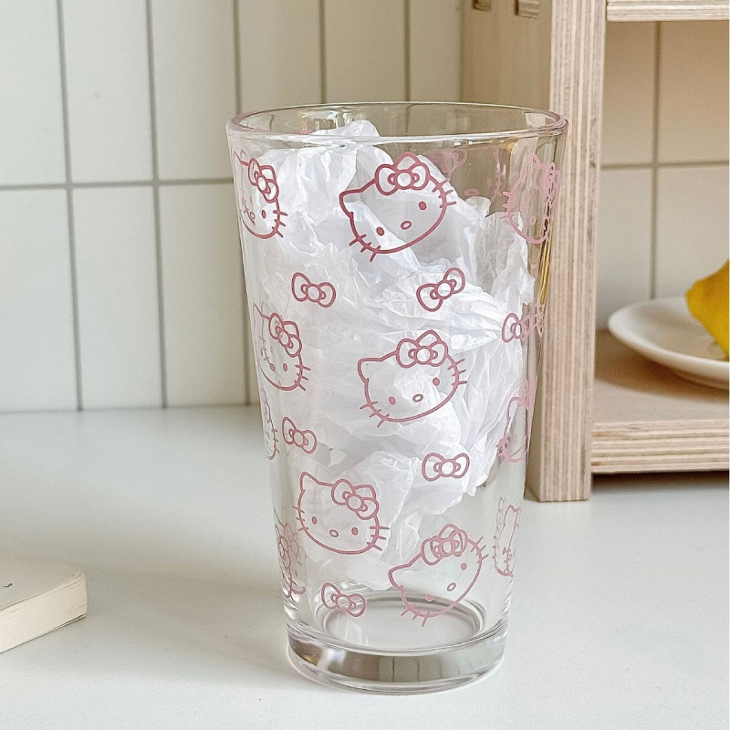 Pahar din sticlă drăguț cu design desen animat, rezistent la temperaturi înalte, pentru lapte sau cafea, rotund, fără mâner
