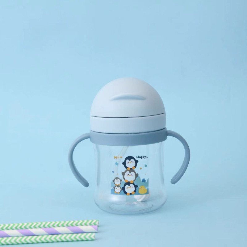 Cană de învățare din plastic pentru copii, cu mâner, design desen animat