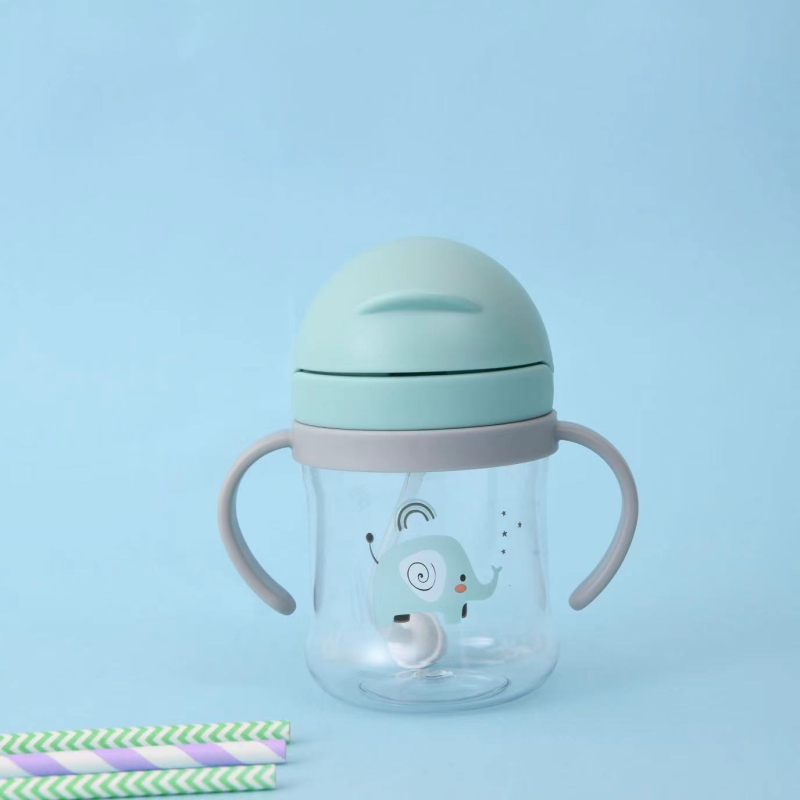 Cană de învățare din plastic pentru copii, cu mâner, design desen animat