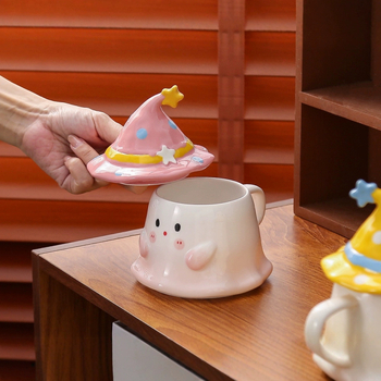 Cana ceramică cu fantomă în stil desen animat – pentru birou, cadou de Halloween pentru fete