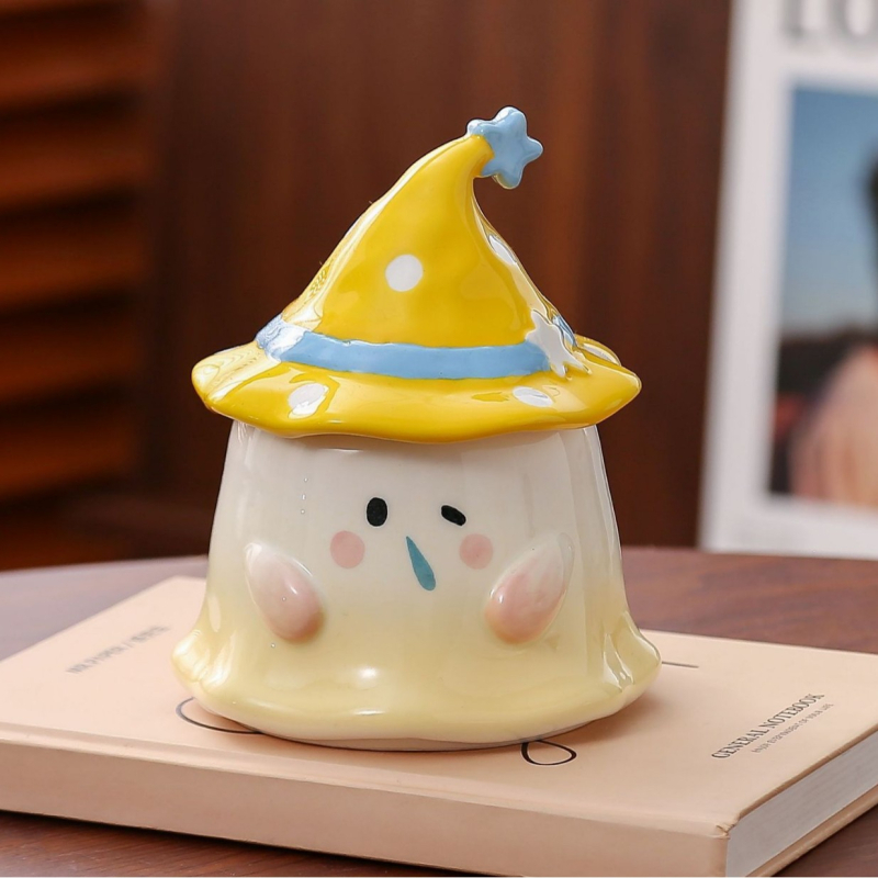 Cana ceramică cu fantomă în stil desen animat – pentru birou, cadou de Halloween pentru fete