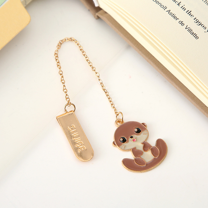 Cleme metalice pentru marcaj de carte Sea Otter, accesoriu de lectură portabil pentru elevi