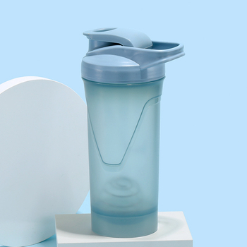 Shaker acrilic pentru proteine, recipient sport din plastic, etanș, cu pereți dubli, formă rotundă