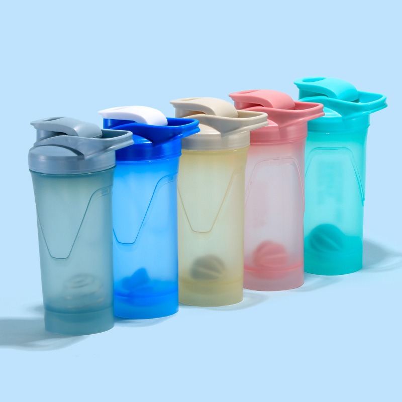 Shaker acrilic pentru proteine, recipient sport din plastic, etanș, cu pereți dubli, formă rotundă