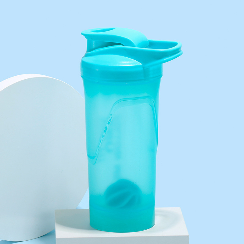 Shaker acrilic pentru proteine, recipient sport din plastic, etanș, cu pereți dubli, formă rotundă