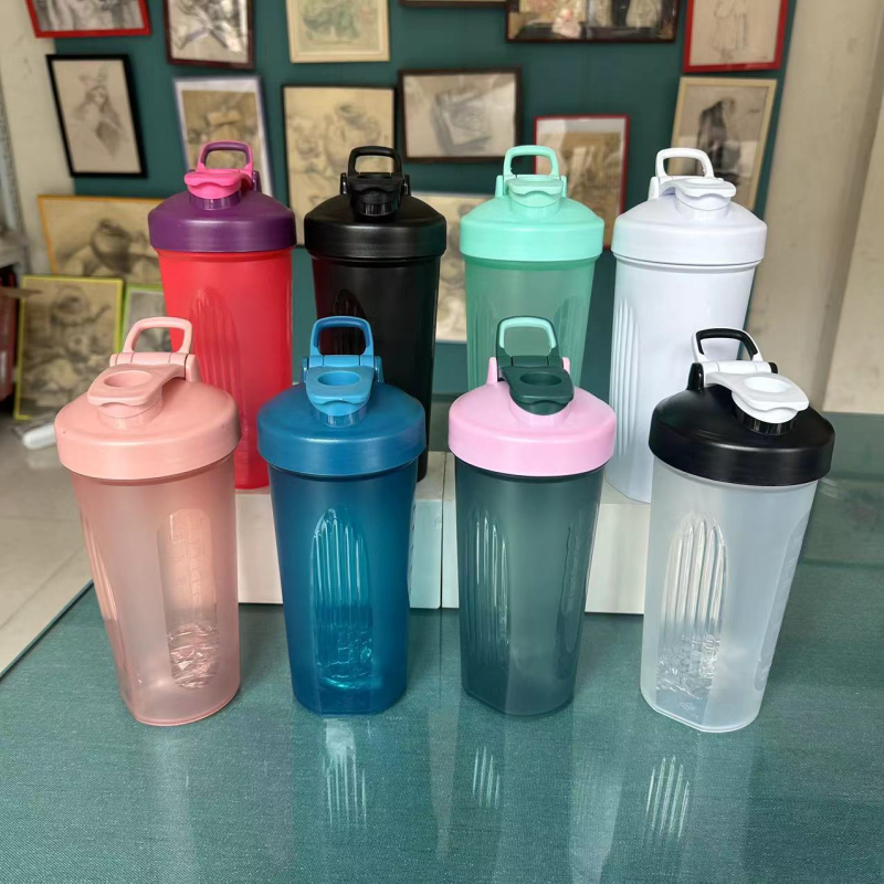 Pahar shaker din plastic de 800 ml pentru fitness în aer liber, cu scară de măsurare