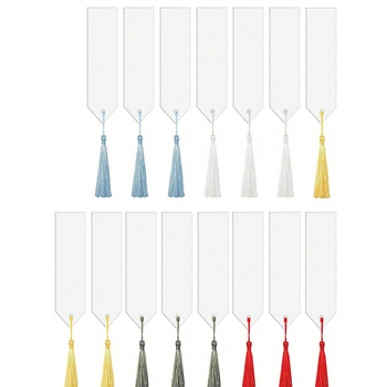 Semn de carte din acrilic transparent cu ciucuri pentru activități DIY