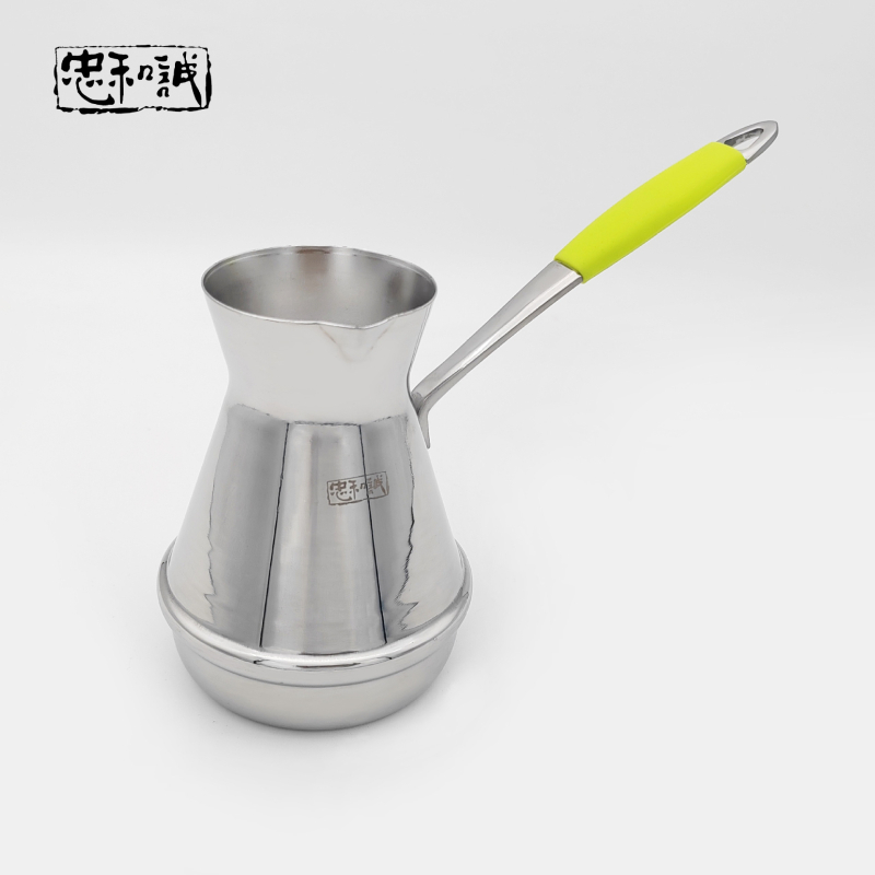 Cafetieră cu mâner lung din oțel inoxidabil și recipient pentru lapte pentru latte art