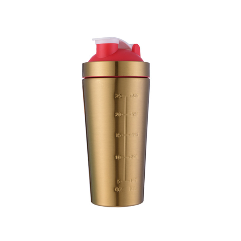 750 ml shaker από ανοξείδωτο ατσάλι 304, μονόστρωτο, για εξωτερική άσκηση, με κλίμακα μέτρησης, φορητό ποτήρι αυτοκινήτου