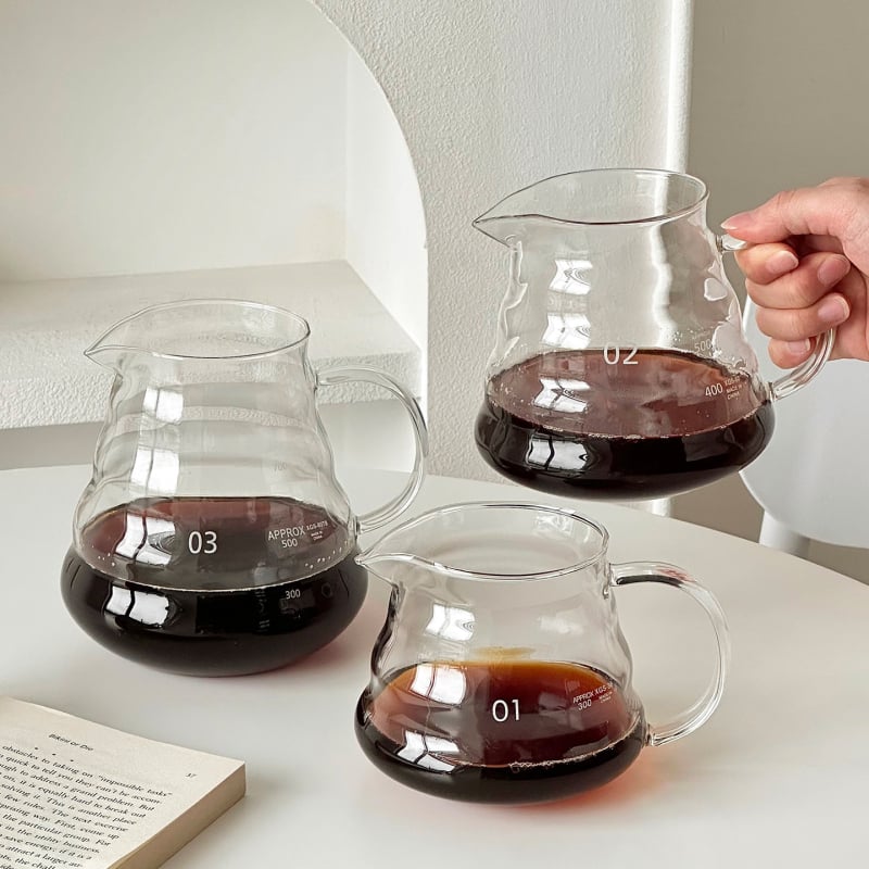 Barx cană pour-over din sticlă borosilicată rezistentă la temperaturi înalte – infuzare la rece și filtrare cafea, echipament profesional