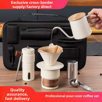 Set de cafea manual pentru preparare: râșniță, cană de filtrare și cană de turnare – camping și călătorii