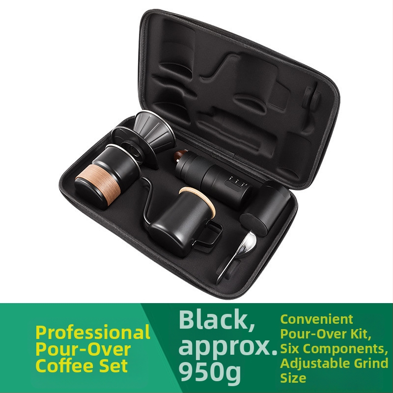 Set de cafea manual pentru preparare: râșniță, cană de filtrare și cană de turnare – camping și călătorii
