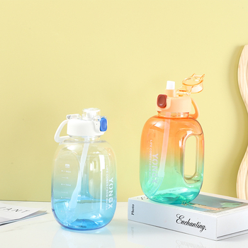 TonTon cană sport pentru exterior, capacitate mare, gradient transparent, pai, din plastic
