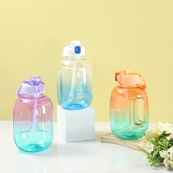 TonTon cană sport pentru exterior, capacitate mare, gradient transparent, pai, din plastic