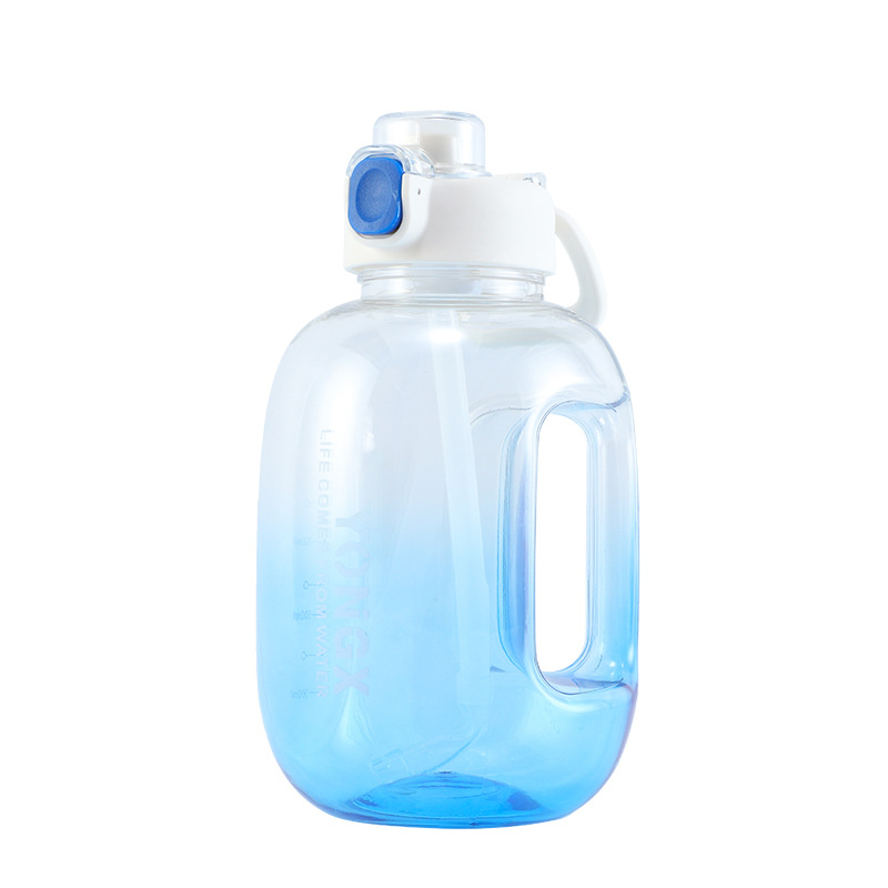 TonTon cană sport pentru exterior, capacitate mare, gradient transparent, pai, din plastic