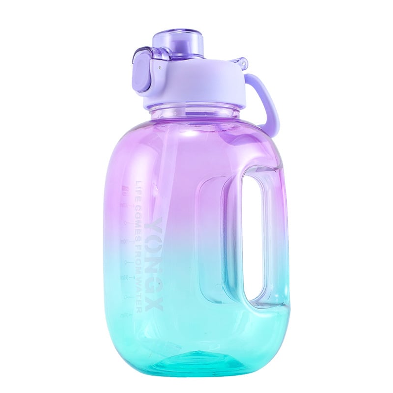 TonTon cană sport pentru exterior, capacitate mare, gradient transparent, pai, din plastic