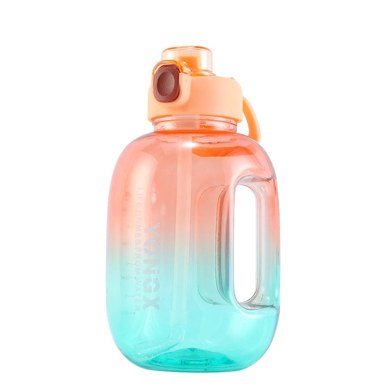 TonTon cană sport pentru exterior, capacitate mare, gradient transparent, pai, din plastic
