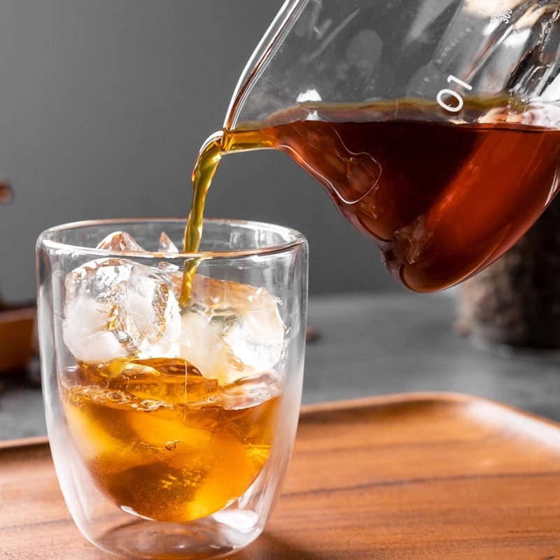Cană de cafea pentru turnare cu design nor, carafă partajată, sticlă rezistentă la temperatură cu scară de măsură, filtru, ceainic pentru cold brew în stil american
