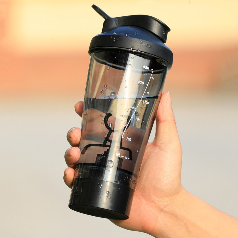 Cană shaker electrică pentru fitness, pentru pulbere proteică și milkshake, amestecare complet automată, pahar Tritan pentru apă, cu logo