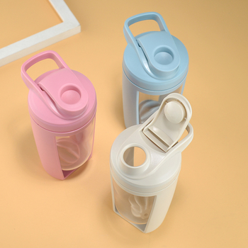 Ceașcă de shake portabilă cu dublu perete, pentru exterior, capacitate mare, amestec pentru pudră de proteine, recipient din plastic