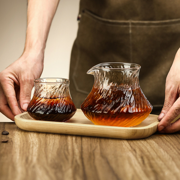 Ceașcă de degustare pentru cafea preparată manual, din sticlă borosilicat cu model glaciar, carafă pentru împărțire și ceașcă aromatică, design premium