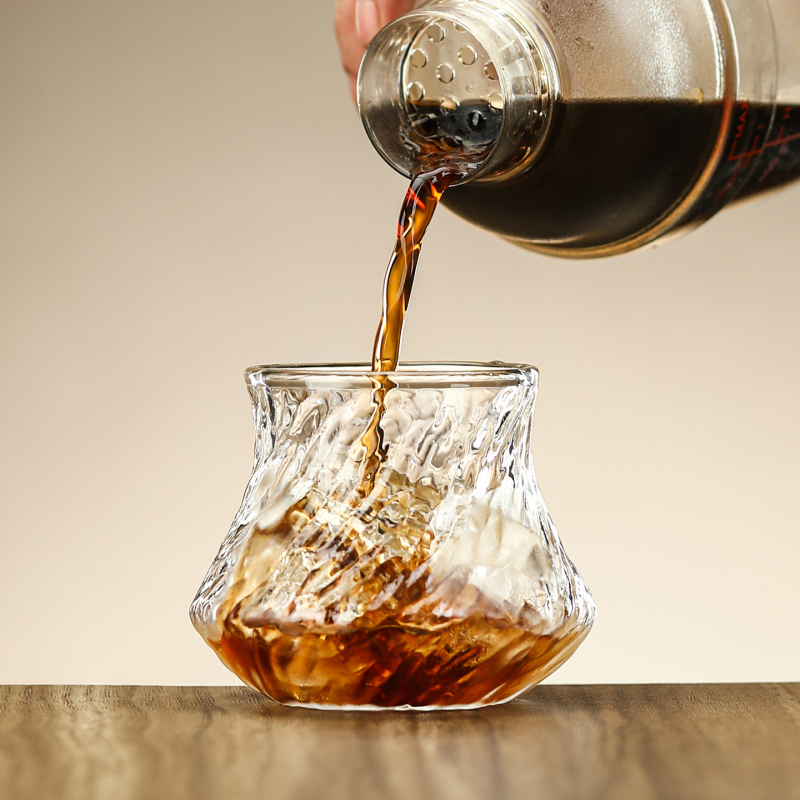 Ceașcă de degustare pentru cafea preparată manual, din sticlă borosilicat cu model glaciar, carafă pentru împărțire și ceașcă aromatică, design premium