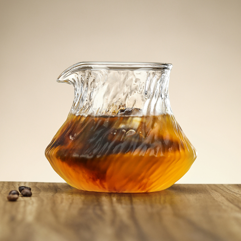 Ceașcă de degustare pentru cafea preparată manual, din sticlă borosilicat cu model glaciar, carafă pentru împărțire și ceașcă aromatică, design premium