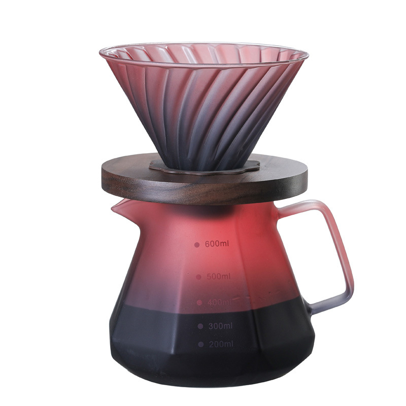 Cafetieră din sticlă pentru turnare, cu cană de filtru și pâlnie