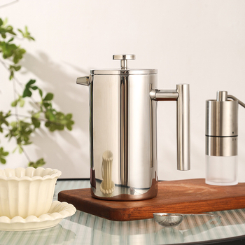 Presă franțuzească din oțel inoxidabil 304, cu filtru pentru cafea, pentru preparare manuală; spumator de lapte și infuzor de ceai în stil franțuzesc