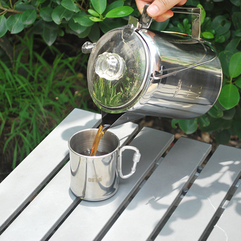 Cafetieră moka din oțel inoxidabil, 9 cești, pentru camping – aparat portabil de cafea pentru exterior