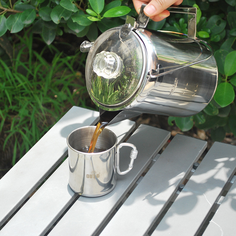 Cafetieră moka din oțel inoxidabil, 9 cești, pentru camping – aparat portabil de cafea pentru exterior