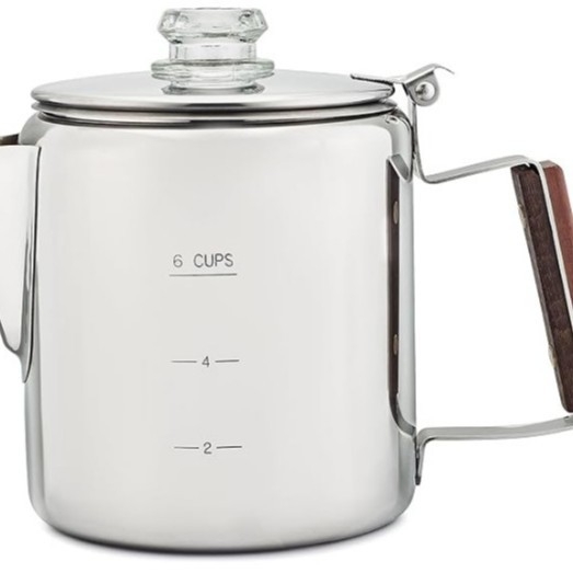 Cafetieră din oțel inoxidabil, stil american, capacitate de 9 cești, cu scară de măsurare, ușoară pentru camping în aer liber