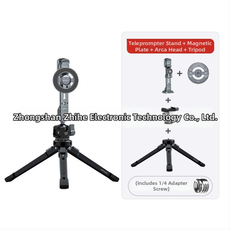 Teleprompter pre smartphone pre živé vysielanie s dvojkamerovým nastavením, na fotografovanie a natáčanie, na vodorovnú aj zvislú orientáciu, stolový statív