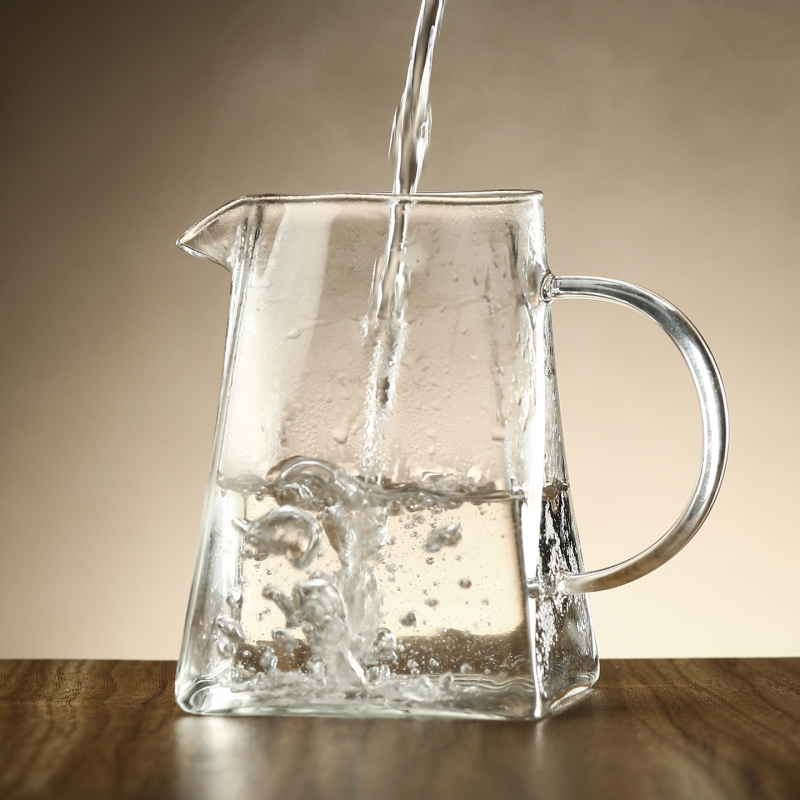 Vas din sticlă rezistentă la căldură, cu pereți groși, pentru cafea la filtru manual, set de accesorii cu cești de cafea și cești pentru suc sau ceai cu fructe, cu mâner
