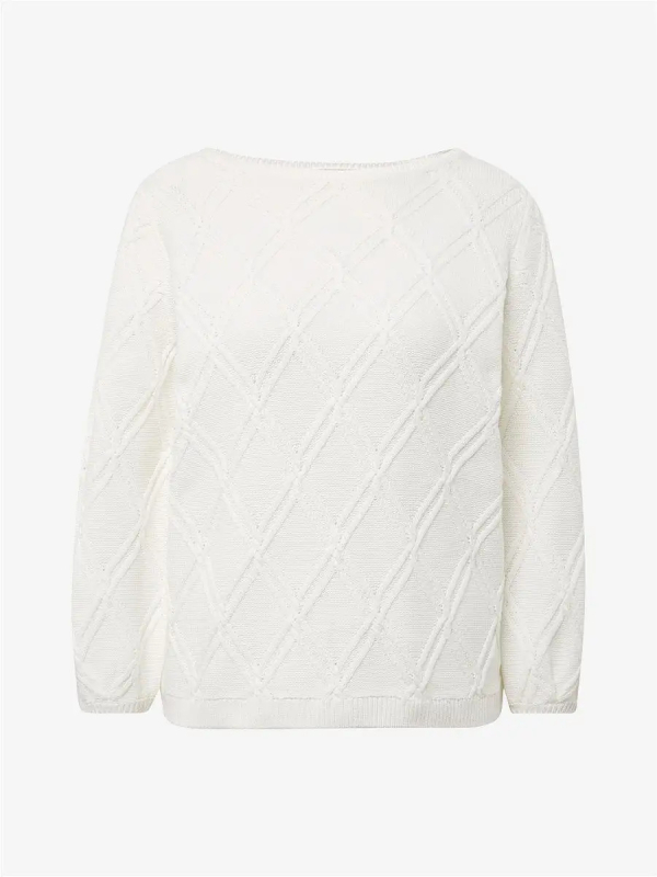 Női laza oversize pulóver hálózatos kötött mintával