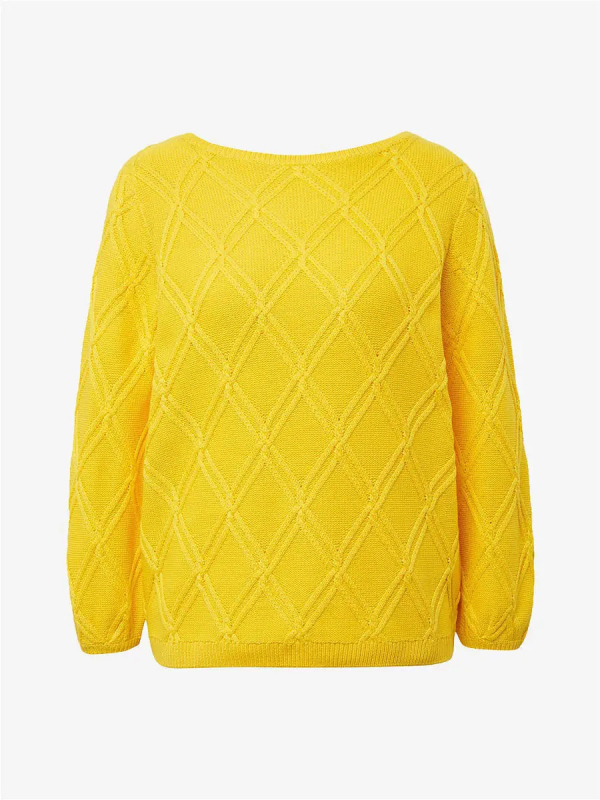 Női laza oversize pulóver hálózatos kötött mintával