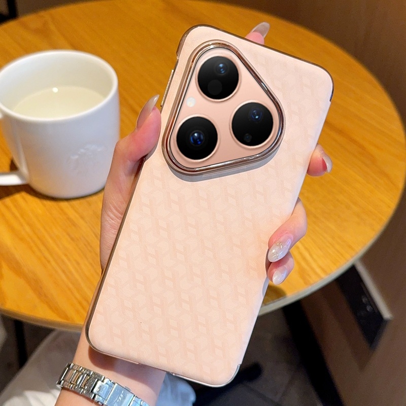 Huawei Pura80 Pro калъф от изкуствена кожа, флип с розов дизайн на щъркел и прозорец